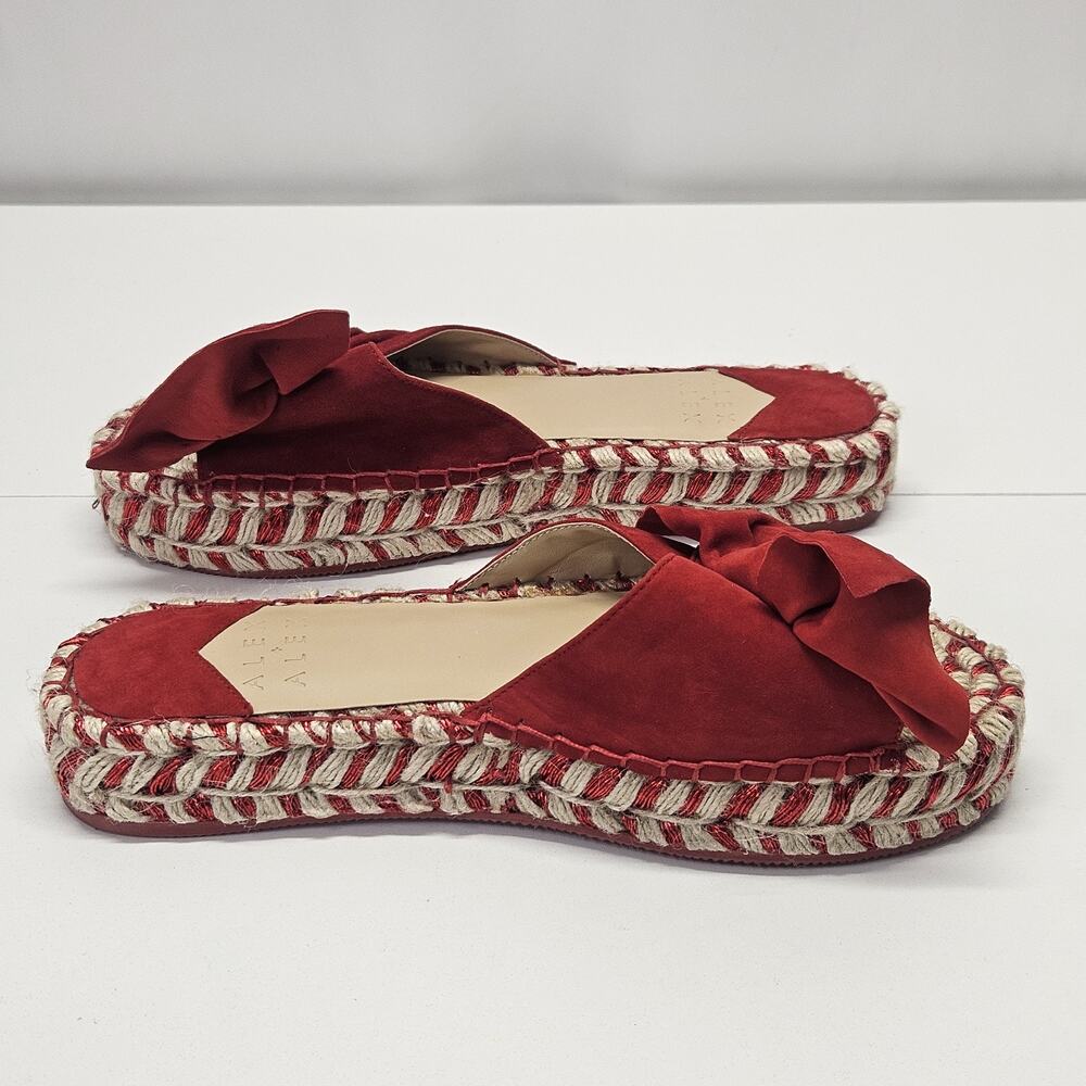 Alex + Alex Ritses Suede Espadrilles Sandal Red Bow Wedge Flatform NWOB Size 9 - Picture 6 of 7
